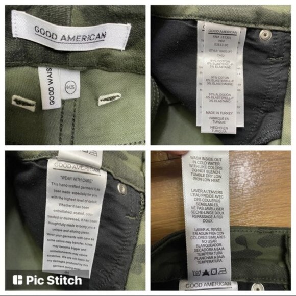 Good American Good Waist Skinny Jeans Camo Jeans Women Size 0/25‎ - Picture 8 of 8